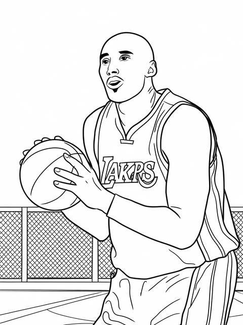Kobe bryant holding a basketball, ready to play for the lakers