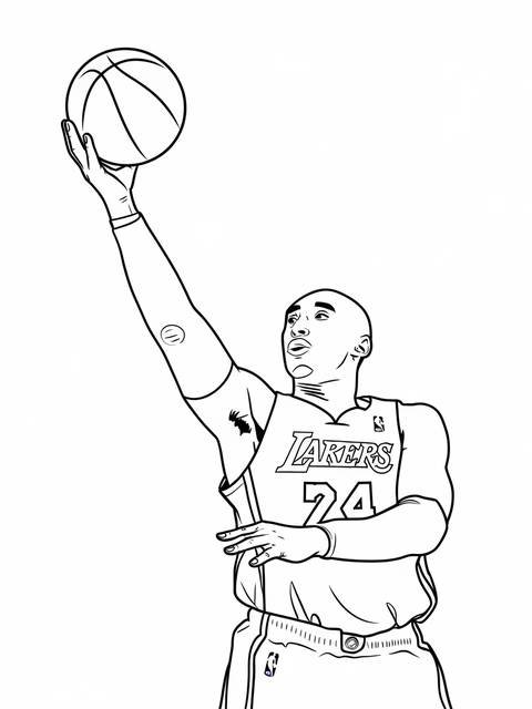 Kobe bryant in a basketball pose, ready to shoot the ball, wearing lakers jersey