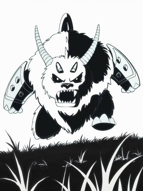 A black and white drawing of a lynel, a fierce beast from legend of zelda