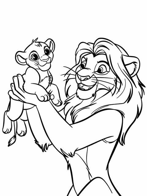 Rafiki from the lion king holding up baby simba, a classic disney moment