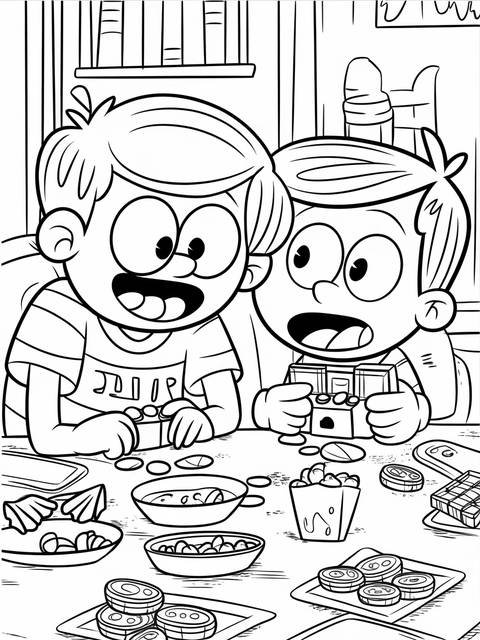 Coloring page featuring clyde mcbride and lincoln loud from the loud house