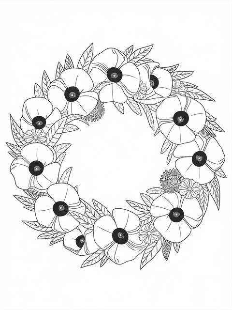 Memorial day: a wreath of poppies, a symbol of remembrance and respect