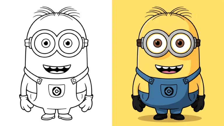 Minion coloring page: a smiling minion with goggles, ready for coloring