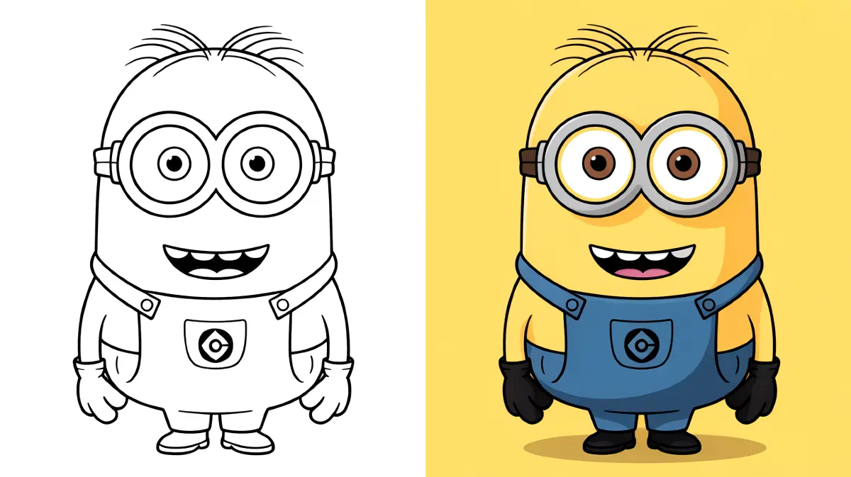 Minion coloring page: a smiling minion with goggles, ready for coloring