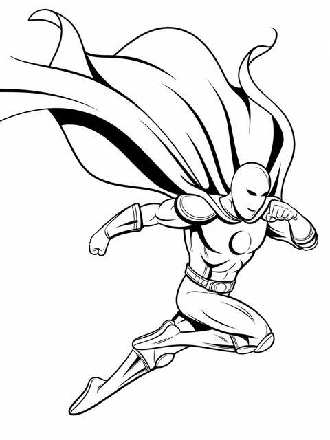 Moon knight in dynamic action, leaping forward with cape billowing in the wind