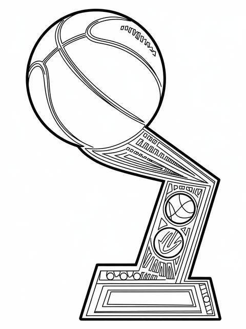 Line art of the classic nba trophy with an intricately designed base