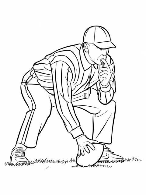 Line drawing of an nfl referee making a call on the field with football