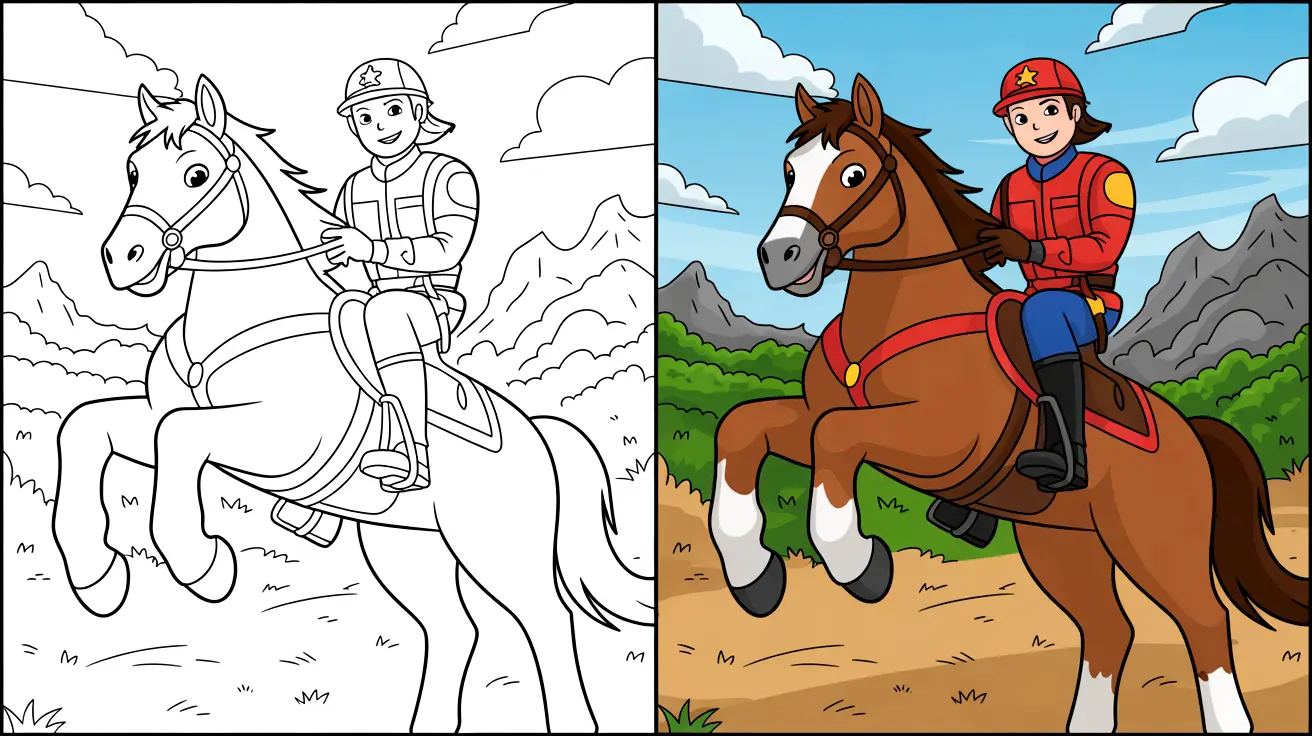 Rescue riders coloring page: a rider on horseback, ready for adventure