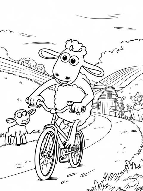 Shaun the sheep riding a bicycle on a farm, as seen in the cover image