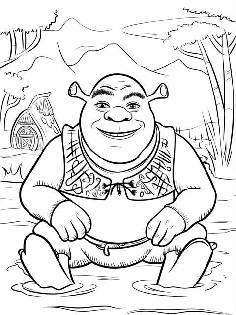 Shrek sitting in a swamp, based on the image titled 'shrek shrek sitting in a swamp'