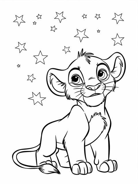 Line art of simba, the main character from disney's the lion king