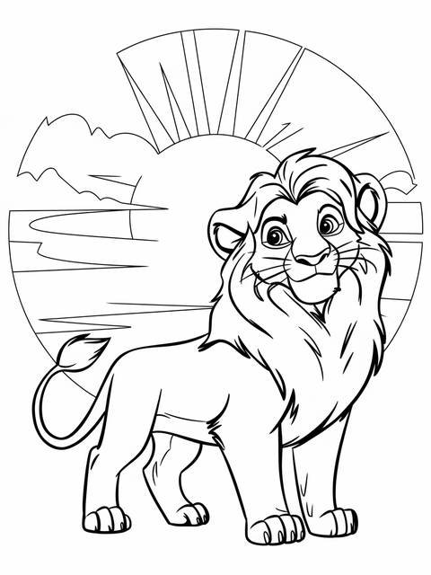 Line art of simba, the main character from disney's the lion king