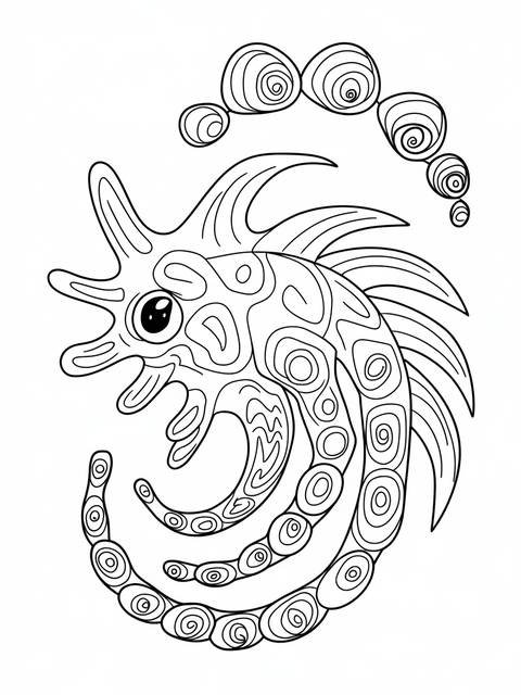 Spiroglyphics illustration of a fantastical sea creature with swirling patterns and details