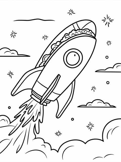 A taco bell taco-shaped rocket ship blasting off into space, a fun illustration