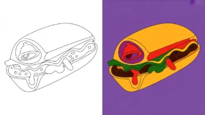 Taco bell coloring page featuring a stylized taco with the iconic bell logo