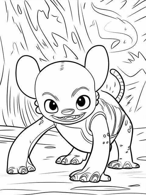 Toothless in a fierce pose, ready for coloring, from the 'cover' coloring page
