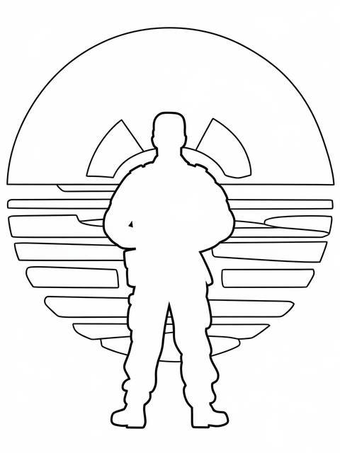Silhouette of a soldier on veterans day, standing against a stylized background
