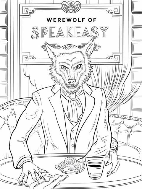 A werewolf in vintage attire, seated, from the 'werewolf of speakeasy' cover