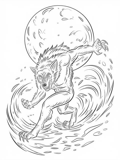 Werewolf transforming under a full moon, as depicted on the cover